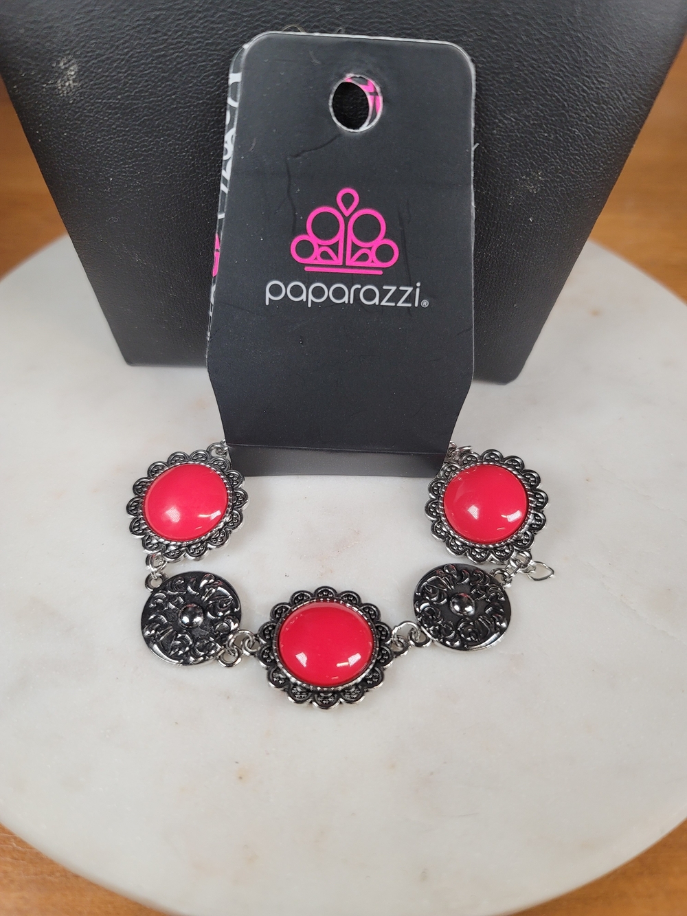 Paparazzi Red Cabochon Filigree Bracelet